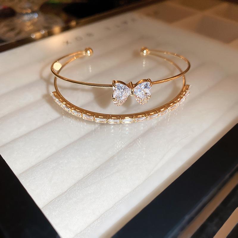 Peach Heart Love Bracelet Women's Fashion Temperament Zircon Bracelet Light Luxury Link Chain Bracelets Wristband Jewelry K-