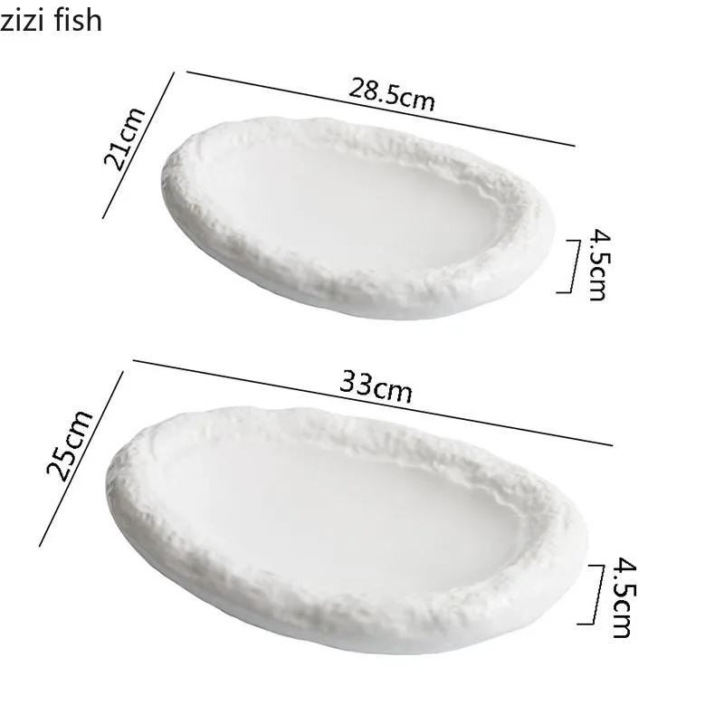 Irregular Stone Pattern Double-layer Plate Ceramic Dessert Dish Snack Plate Sashimi Sushi Plate Artistic Conception Tableware