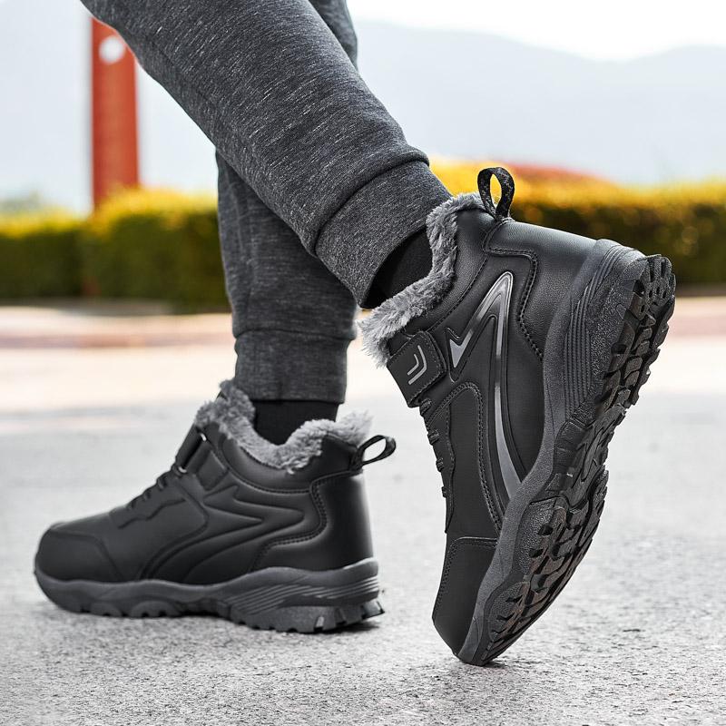 Модные ботинки Мужские зимние ботинки слипоны для мужчин уличные Водонепроницаемые — фото 7