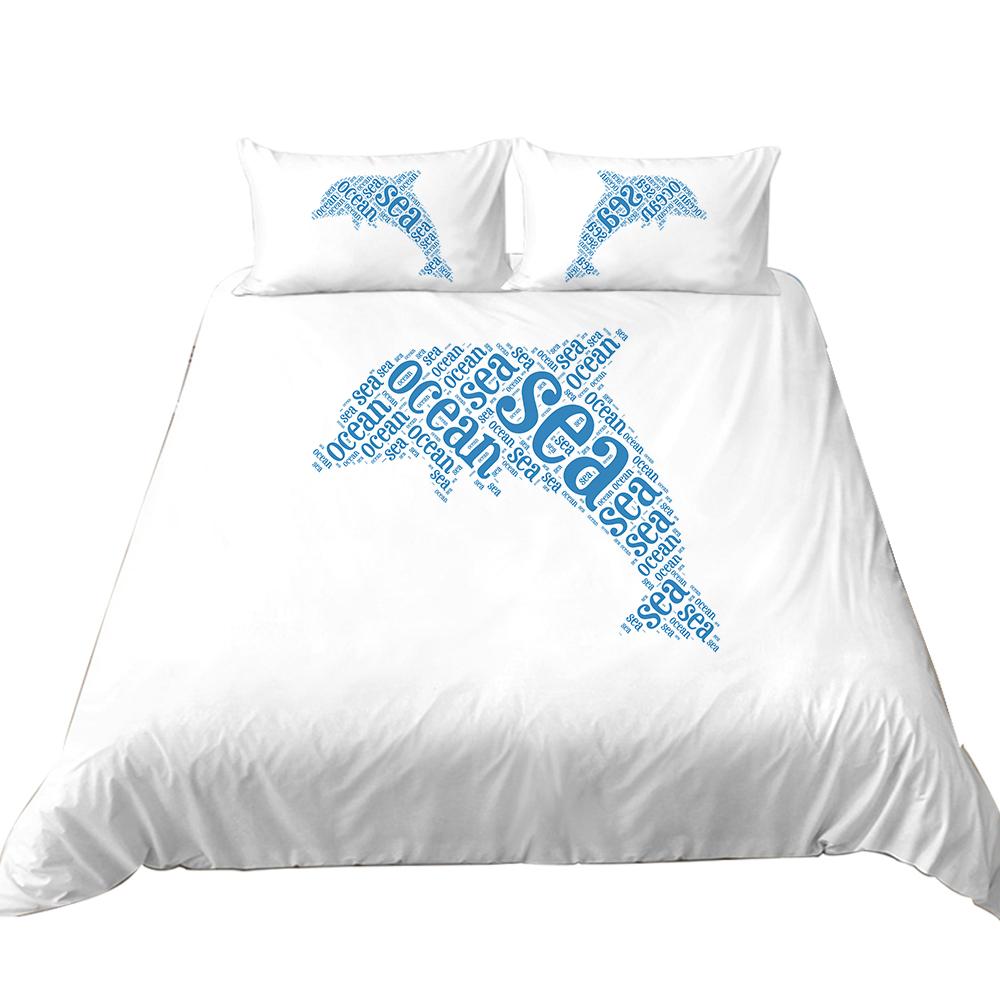 3D Ocean Animal Theme Series Bedding Set with Animal Prints Such As Jellyfish and Dolphins 2/3 Pieces, Washable Home Decoration