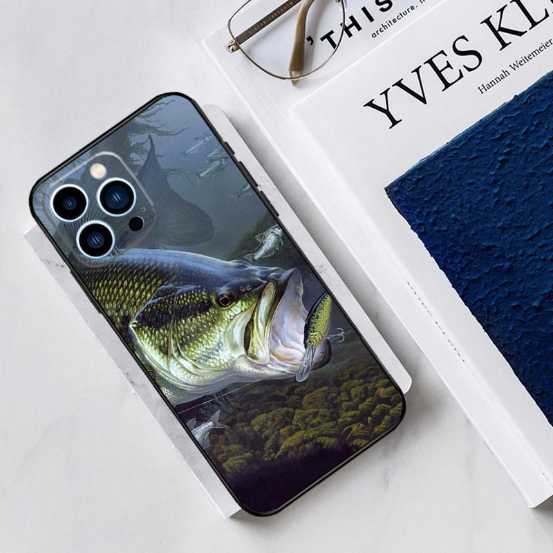 Bass Fishing Lake Fisherman Case For iPhone 17 Air 14 13 12 11 15 16 Pro Max Mini 15 16 Plus 16e Funda Silicone Cover