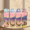 1PC Pink Sunset Mountain Village Landscape Art 750ml Color Plastic Sports Water Bottle Leakproof Flip Straw Lid Suitable for Sports Office Home Use