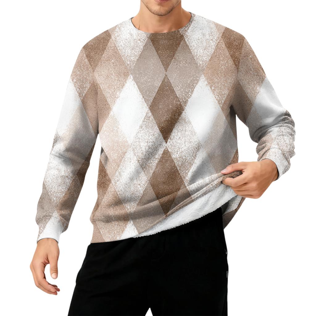 Men's Round Neck Fleece-Lined Thick Warm Sweatshirt