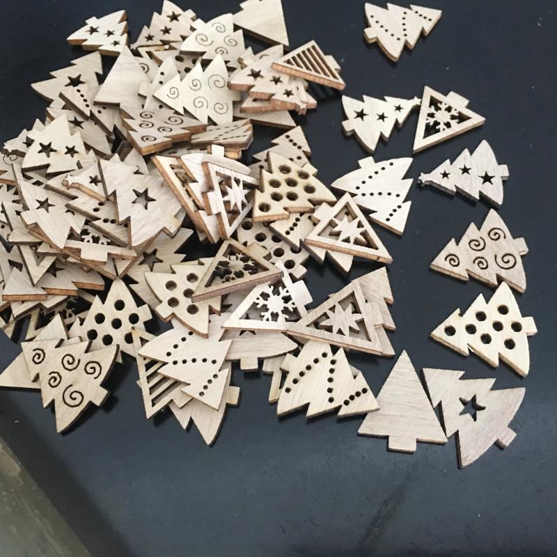 50pcs Wooden Xmas Tree Hanging Ornament 2025 Christmas Party Decorations For Home 2025 New Year Santa Claus Snowman Gift Decor