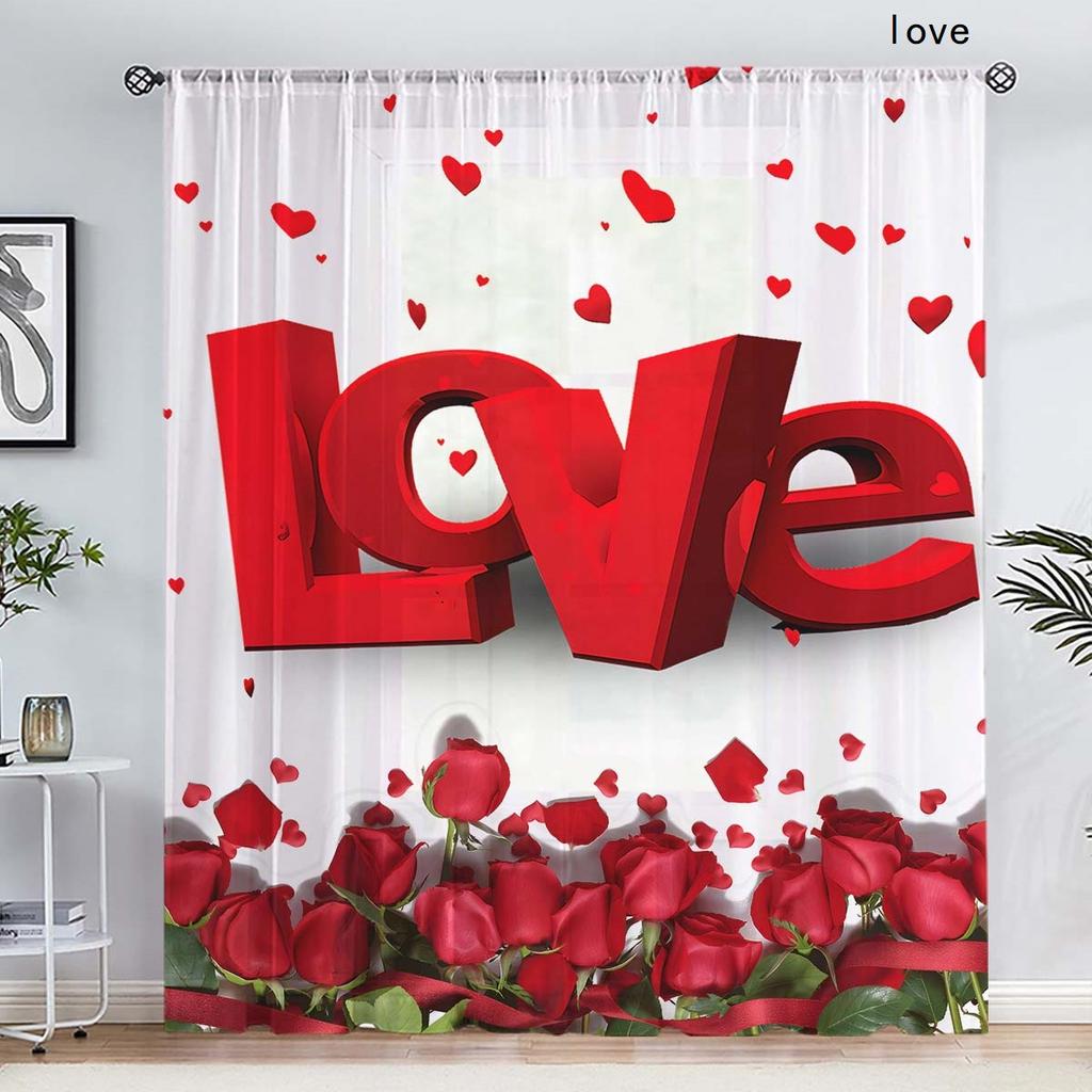 Valentine's Day Red Rose Flower Shower Curtain Waterproof Polyester Landscape Curtains Bathroom Shower Curtain And Rug Sets