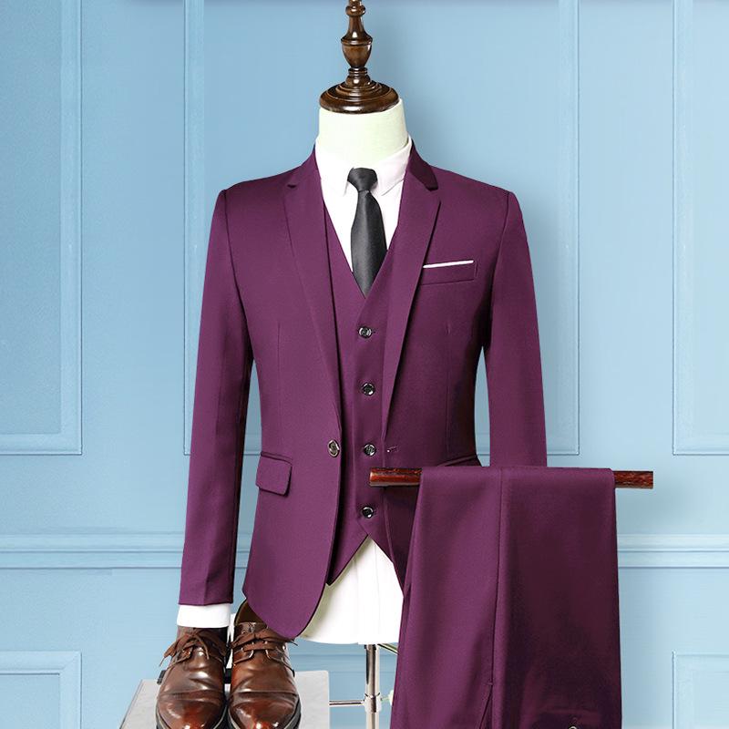 Men's Korean Style Business Suit: Three-Piece Trendy Casual Groomsmen Outfit