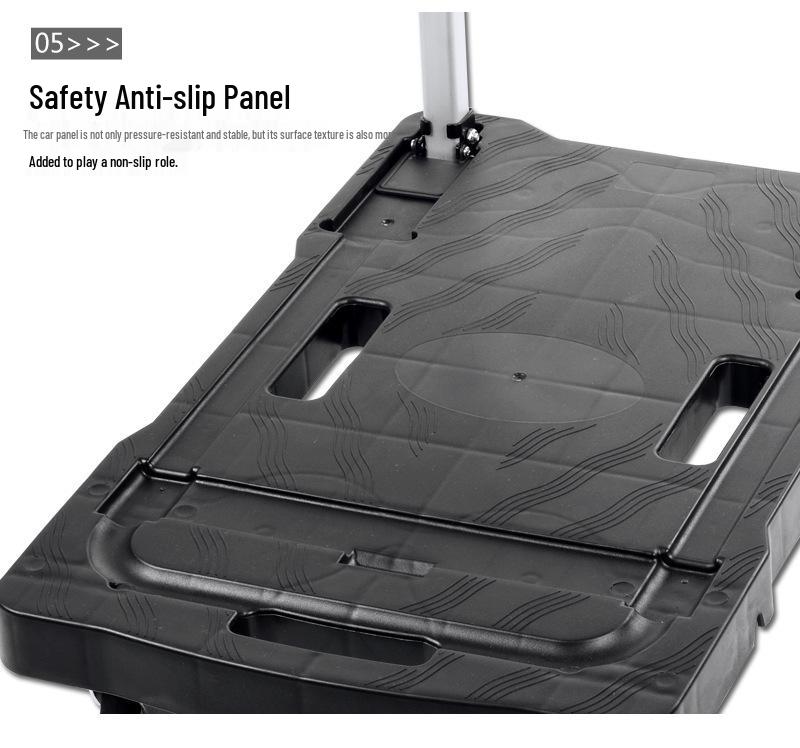 Silent Lightweight Folding Hand Truck: Four-Wheeled Cart for Cargo, Pushing, and Pulling Goods.