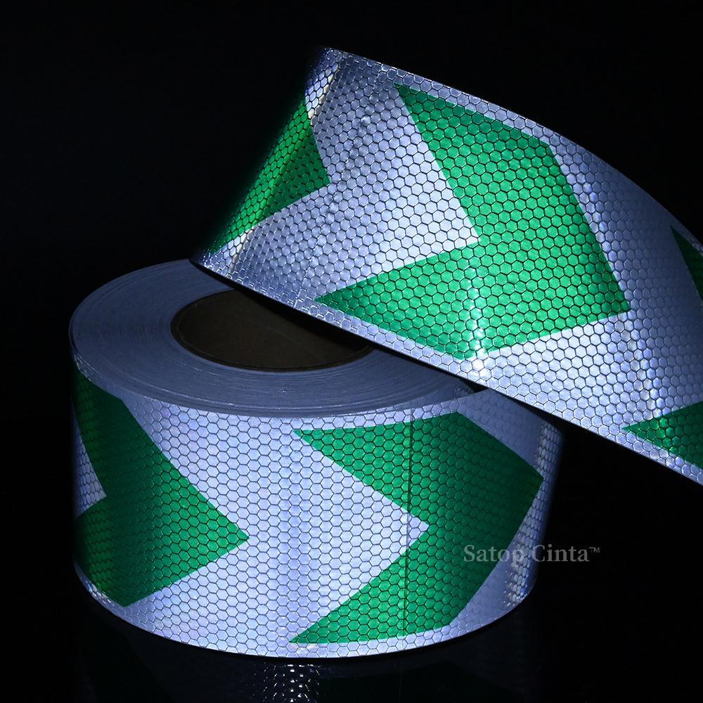 

10 см*5 м светоотражающие наклейки для автомобиля со стрелкой, бело-зеленые ленты, водонепроницаемые клейкие предупреждающие светоотражатели для грузовиков, мотоциклов