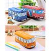 Cartoon Bus Shaped Pen Case Canvas Pen Bag Zippered Pen Pouches Big Capacity Pen Case Stationeries Organiser for Student