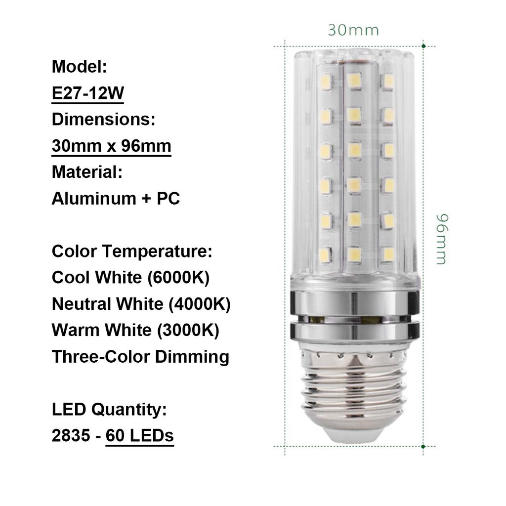 10X Led Corn Light Bulbs Smd 2835 Energy-saving Bulb 3-light-colors 6000k 4500k 3000k Pc/shell E14 Ses 85-265v 220v 20w 40w Lamp
