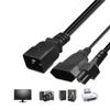 1 To 2 Power Adapter Cable Line IEC320 C20 To EU4.0mm + IEC320 C5 Connectors Cord Wire 32cm Length