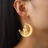 Lemegeton Moon Meditator Yoga Earrings Stainless Steel Pendant Earrings Women's Personalized Jewelry Gifts