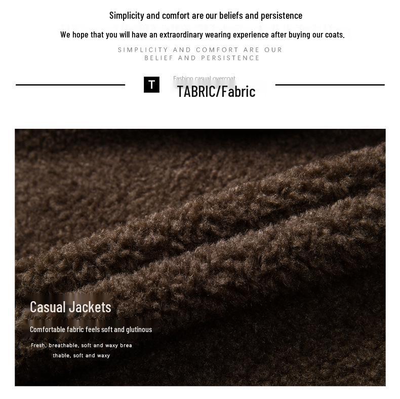 Double-sided Men's Shearling Coat - Winter Casual Single-Breasted Fleece Jacket for Middle-aged and Young Men