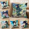 Venti Cute Genshin Impact Cushion Cover Silky Short Plush Invisible Zipper Dustproof Sofa Pillow Case For Home Decor