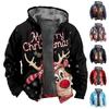 Men's Christmas Print Jacket Men's Spring And  Casual Trend Zipper Hooded Jacket