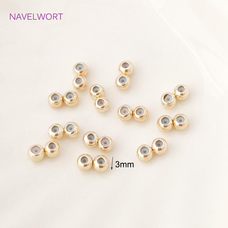 

Supplies For Jewelry 18K Gold Plated Position Beads Insert Silicone, Round Twin Beads DIY Jewelry Making Findings Components 10 pieces