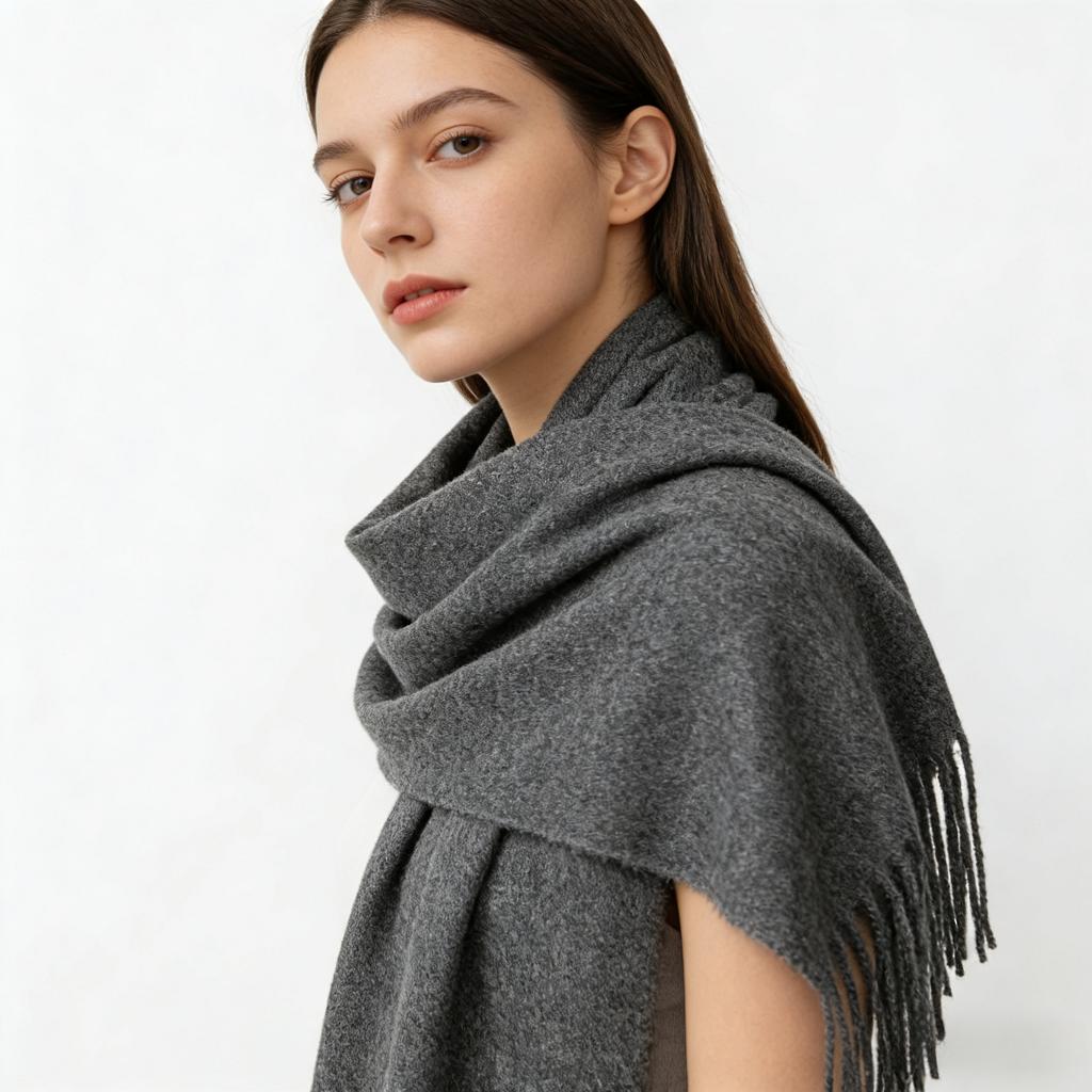 200*70cm Winter Soft Warm Cashmere Scarf Solid Color Shawls Wraps Long Blanket Scarf with Tassels