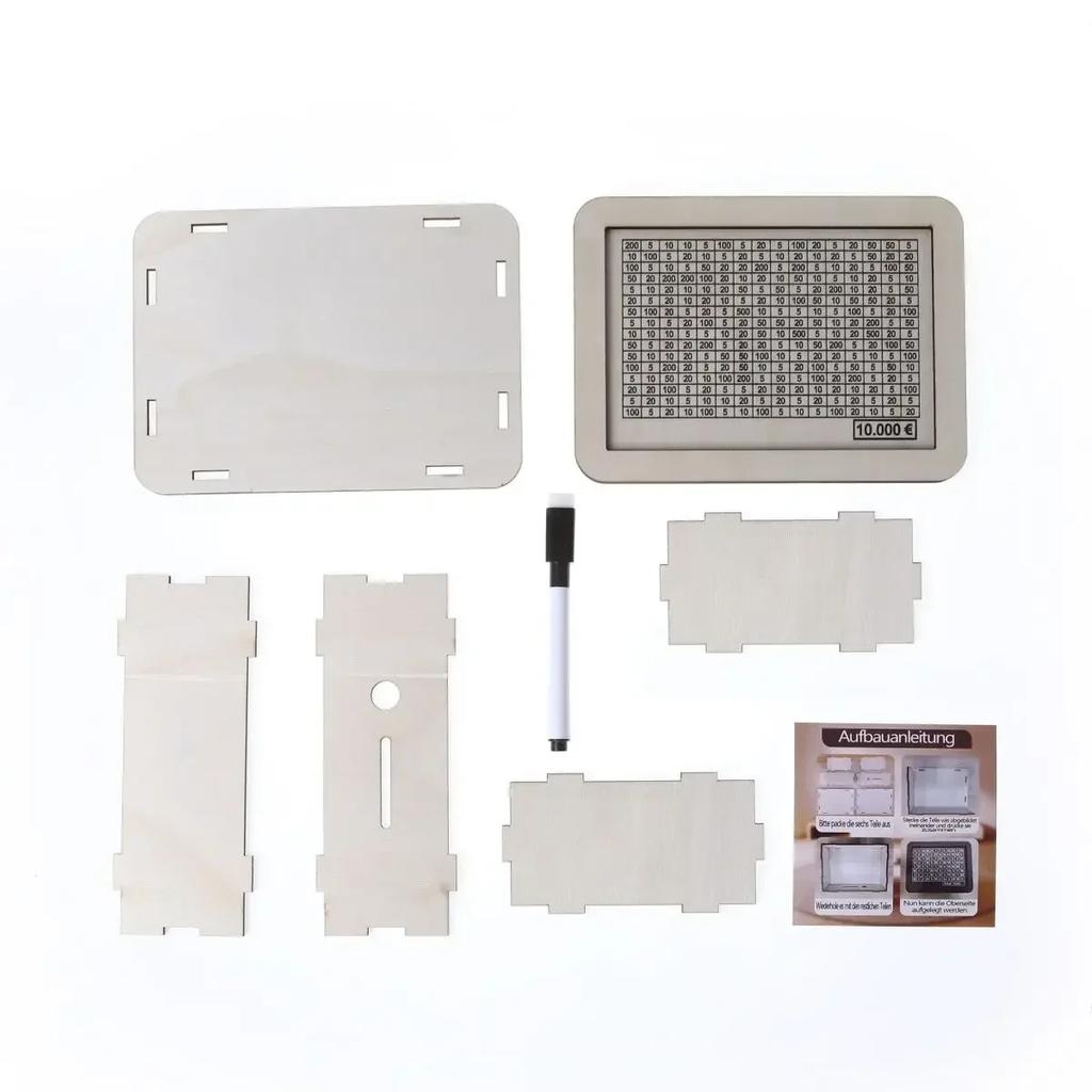 Sparbössa, Spargris, Träsparbössa, Återanvändbar sparbössa med sparmål och siffror att kryssa för hjälper till med sparvanan