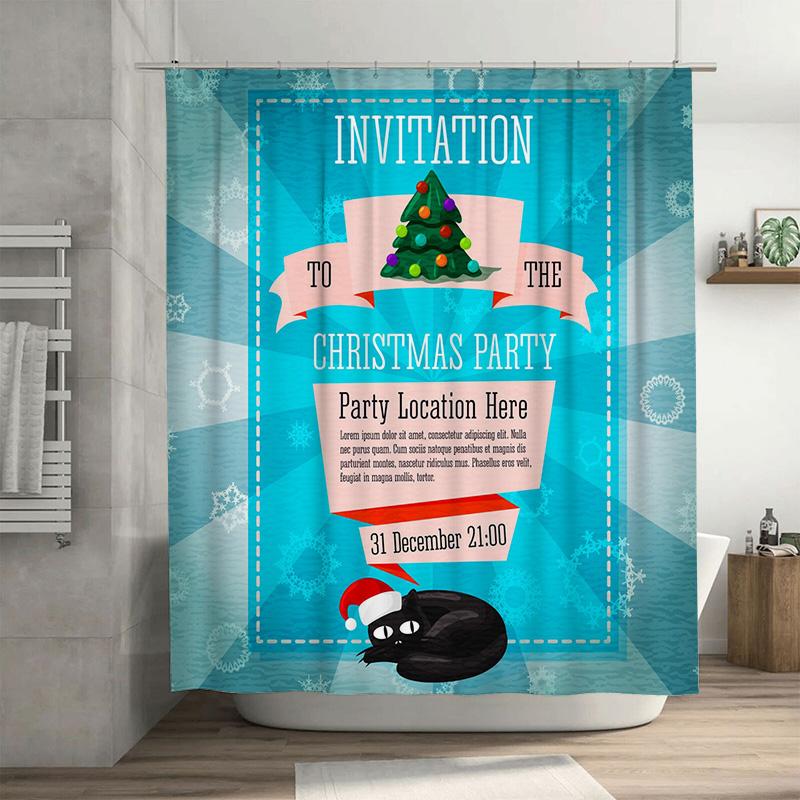 

Tu Christmas Shower Curtain Festive Holiday Decor Bathroom Set Waterproof Xmas Party Backdrop Holiday Home Decoration Gift W60H190(CM)-1 Pcs