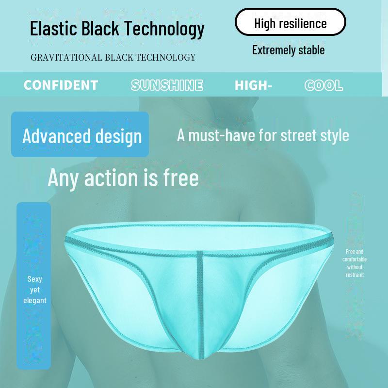 Men's Ultra-Thin Ice Silk Low-Rise Briefs with U-Shaped Pouch (50g)