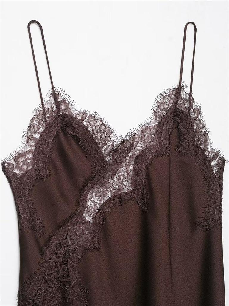 Abito in Pizzo Asimmetrico Europeo e Americano Primavera 2025 - Design Sexy Pura Desiderio
