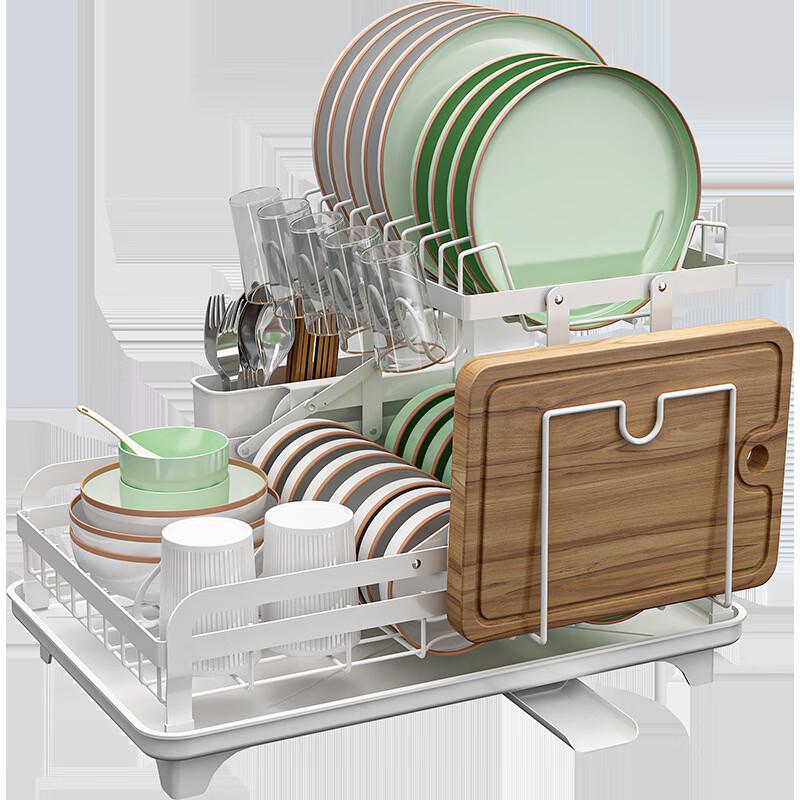 White Nordic Foldable Dish Drying & Utensil Storage Rack