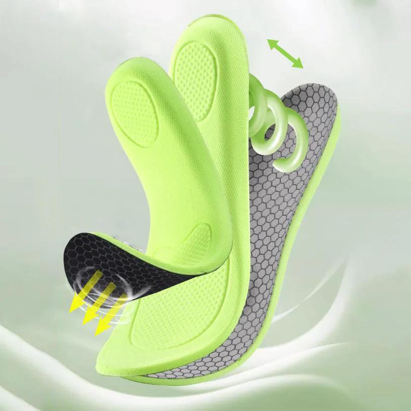 Fashion 2pc Sport Insoles Unisex Arch Support Orthotic Insoles Breathable Deodorant High Elastic Shock Absorption Cushion Soft Shoe Pads