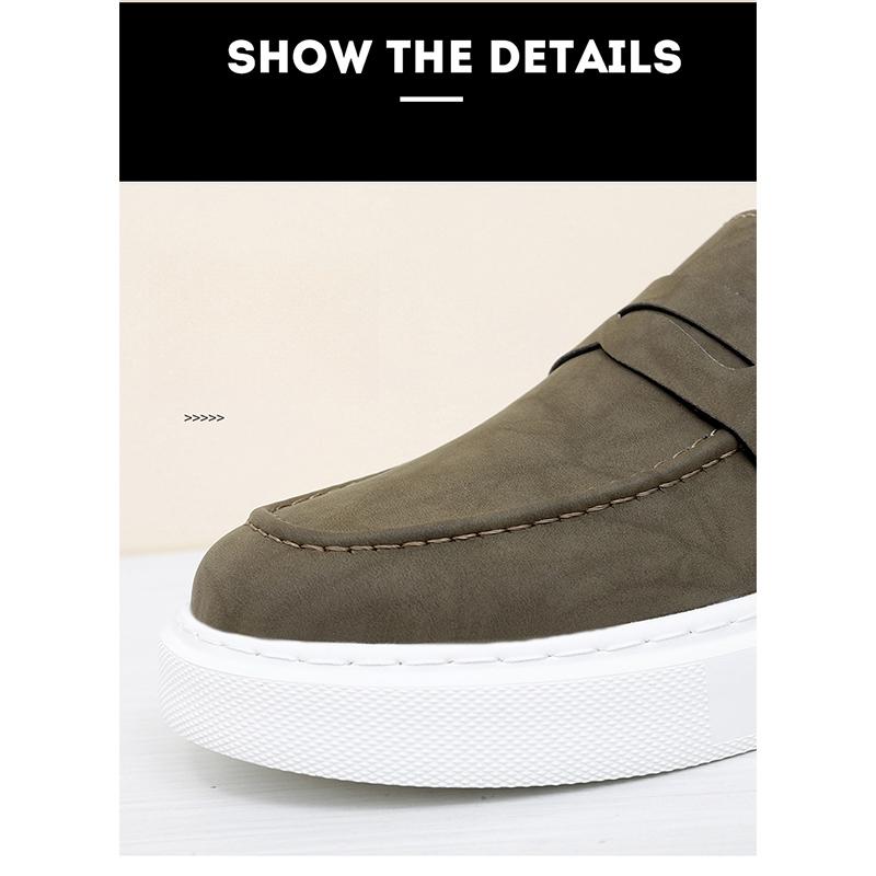 Men's Leather Casual Sneakers All-match Fashion Breathable Hand-stitched Leather Shoes