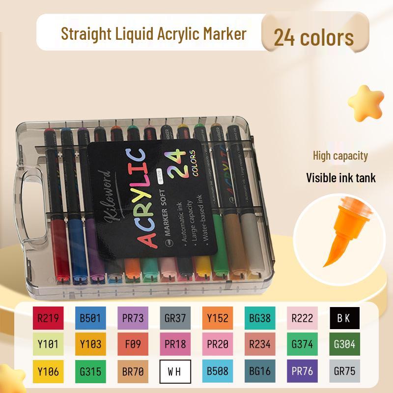 Waterproof Acrylic Marker Pen Set, 48-60 Colors, Special Brush Tips for Non-Transparent Graffiti and Color Paintings.