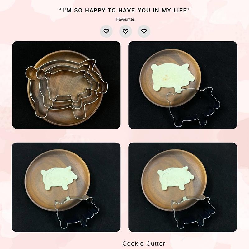 LMETJMA Stainless Steel Pig Cookie Cutter Cartoon Pig Shaped Cookie Biscuits Cutters DIY Piggy Fondant Cutters Molds JT381
