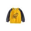 Boys' Fleece-Lined Sweater Autumn and Winter Children Single-Layer Fleece-Lined Long Sleeves Outwear Children Dinosaur Raglan Sleeve Pullover Tops