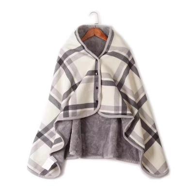Office Shawl Blanket Women Plaid Scarf Flannel Blanket Winter Luxury Shawl Lady Wrap Blanket Pashmina Poncho Snap Button Blanket