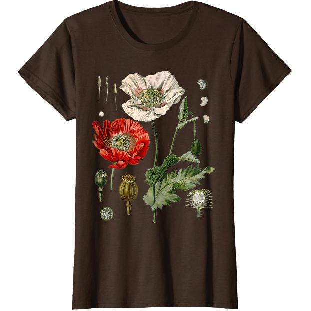 Papavero Rosso Papaveri Botanici T-shirt Papavero Rosso