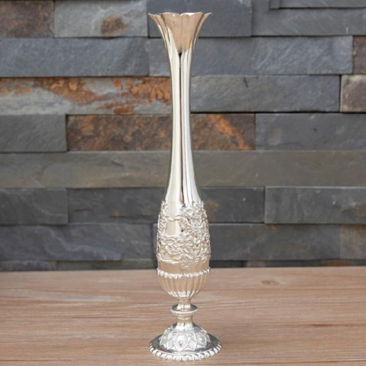 Elegant Engraved Metal Vases Narrow Neck Bud Vases For Flower Arrangements And Living Room Room Styling Wedding Gift