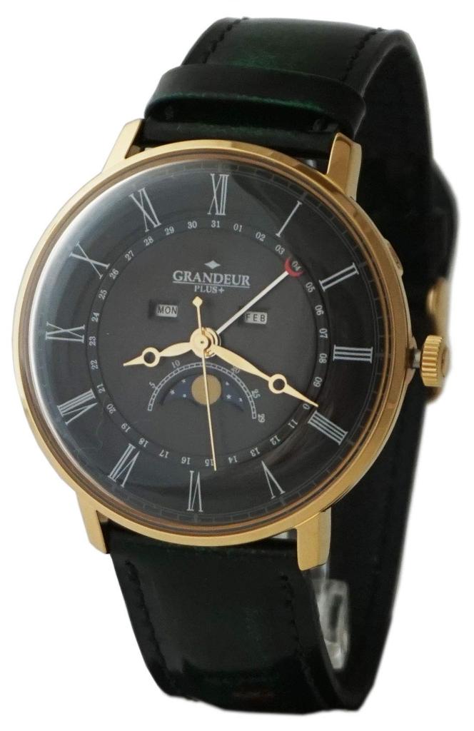 GRANDEUR PLUS+ Japanese Advantik Leather Triple Calendar & Moon Phase GRP014G1