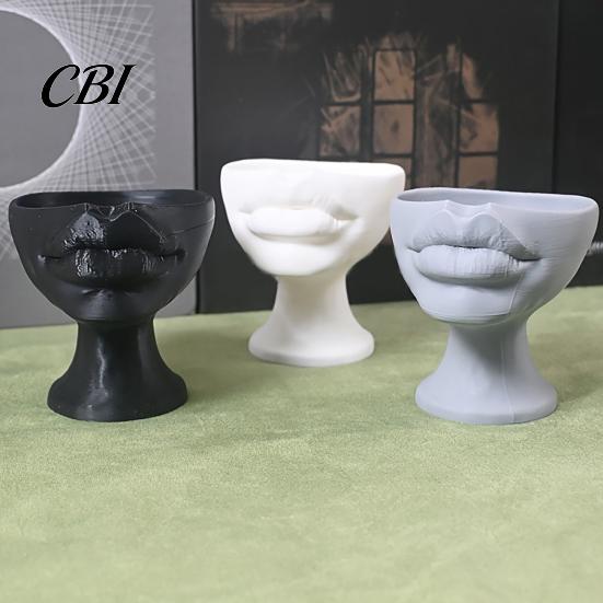 Sukkulenten Pflanztopf 3D-gedruckter lippenförmiger Blumentopf, Künstlerischer Skulpturaler Pflanzer mit matter Oberfläche, Multifunktionales Minimalistisches Schreibtischdekor für Wohn