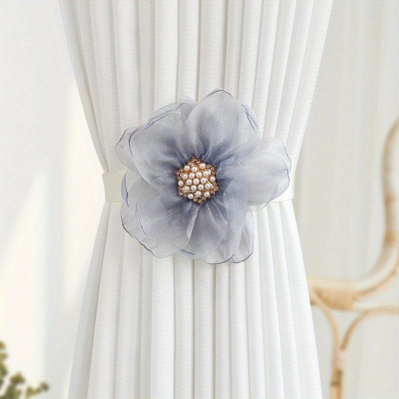 1 buc. Elegantă legătură magnetică pentru perdea cu design de floare 3D, legătură din panglică de poliester pentru perdea, pentru decor acasă în dormitor și living