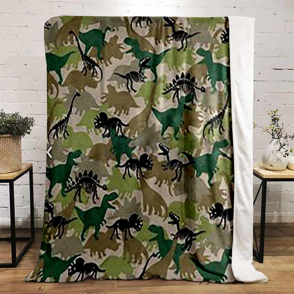 Dinosaur Skeleton and Silhouette Pattern Blanket Flannel blanket for bedroom, living room, sofa, and nap sofas.