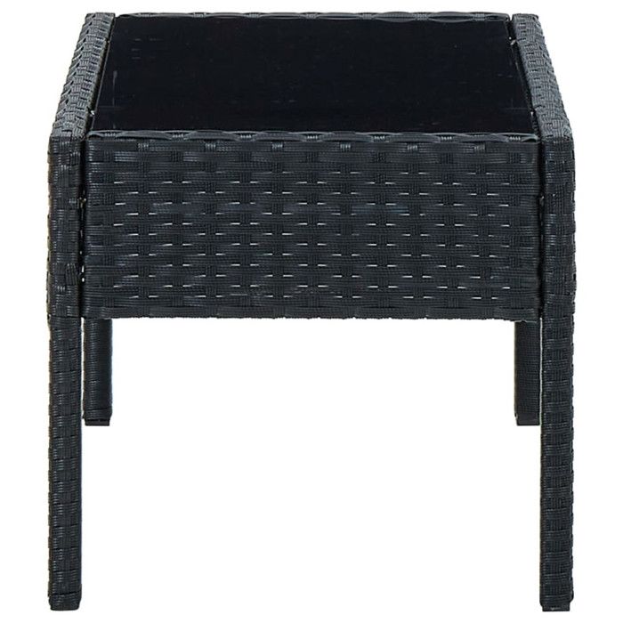 Table de jardin rectangulaire en résine tressée - Noir - 75 x 40 x 37 cm