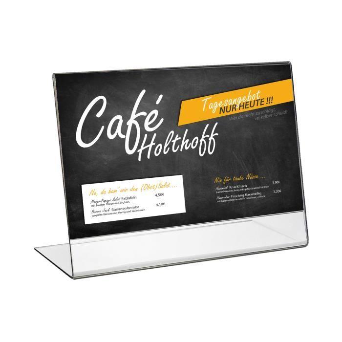 Présentoir de Table - HMF - DIN A4 - Acrylique Transparent - L-Stand - 30,5 x 21,5 x 8,5 cm