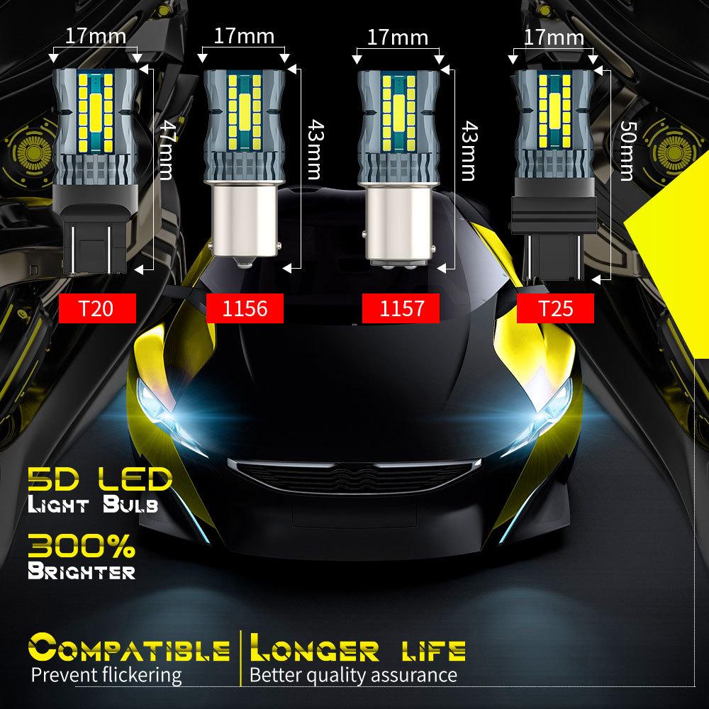 2Pcs 26SMD Car 1156 BA15S P21W BAU15S PY21W 1157 BAY15D P21/5W 7440 7443 Auto Canbus LED Bulbs Turn Signal Light Reverse Lamp