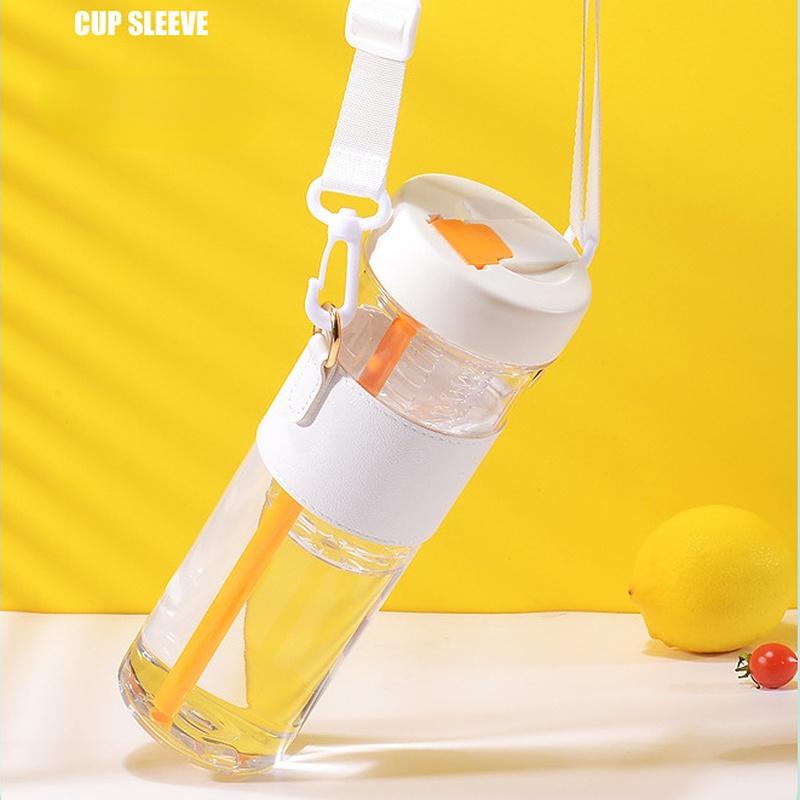800ml Large Capacity Water Bottles with Strap Dry Wet Separation Fruit Lemon Filter Plastic Drinking Bottle with Straw Outdoor Sports Water Cup