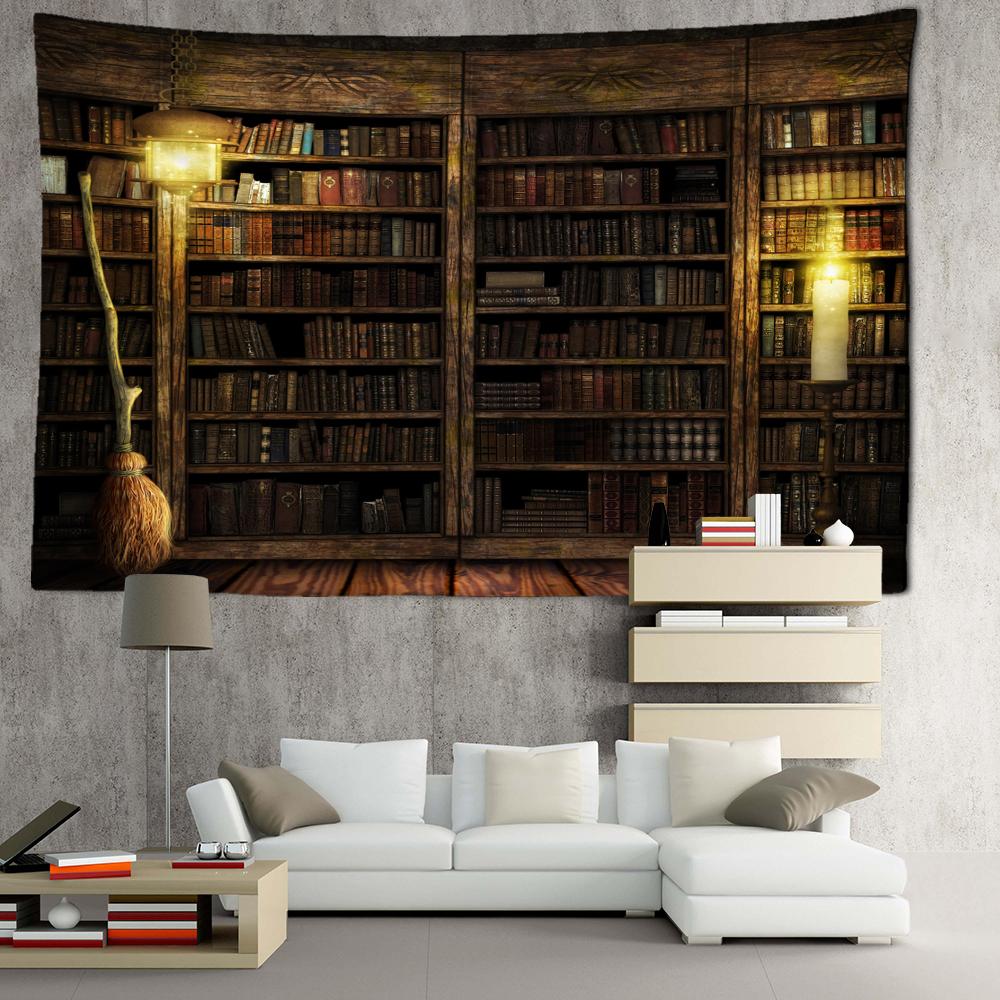 

Свеча, книжная полка, гобелен, настенный богемный колдовство, абстрактный загадочный общежитие, спальня, домашний декор 95x70CM