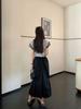 Women's Summer 2025 French Wave Color Block Knit Top with Short Sleeves and Doll Collar