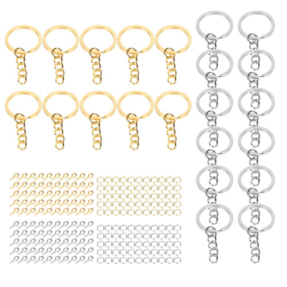 220pcs Gold DIY Keychain Rings Circle Keychain Findings Keychain Rings Kit  Jewelry Making
