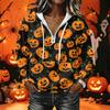 Women's Halloween Print Long Sleeve Hoodie Pullover Sweatshirt