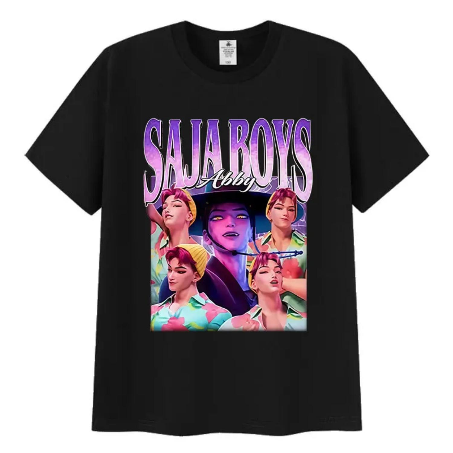 

Anime Saja Boys Abbg Graphic T-Shirts K-pop Demon Hunters 2025 Movies Graphic T Shirt Men s Retro Retro Oversized Cotton T-shirt S чёрный