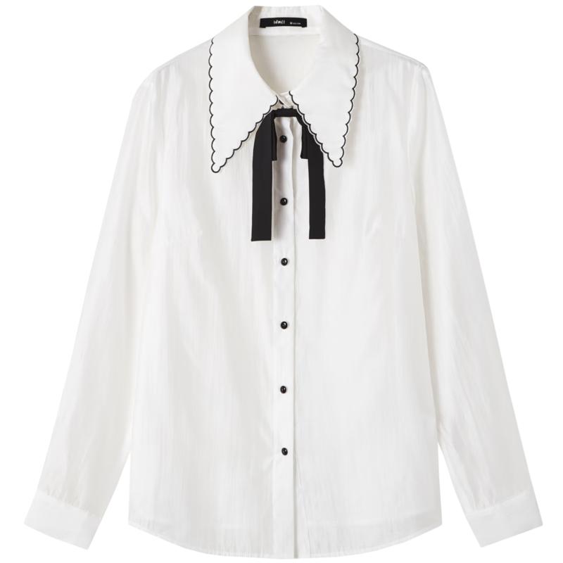 Women's Embroidered Bowknot Long Sleeve Shirt
