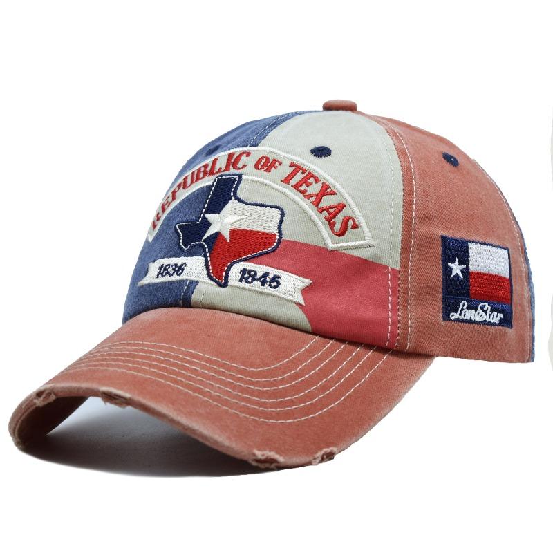 Embroidered Republic of Texas Baseball Cap, Hot Selling Design, Breathable Cotton Material, Adjustable Strap, Unisex for Men