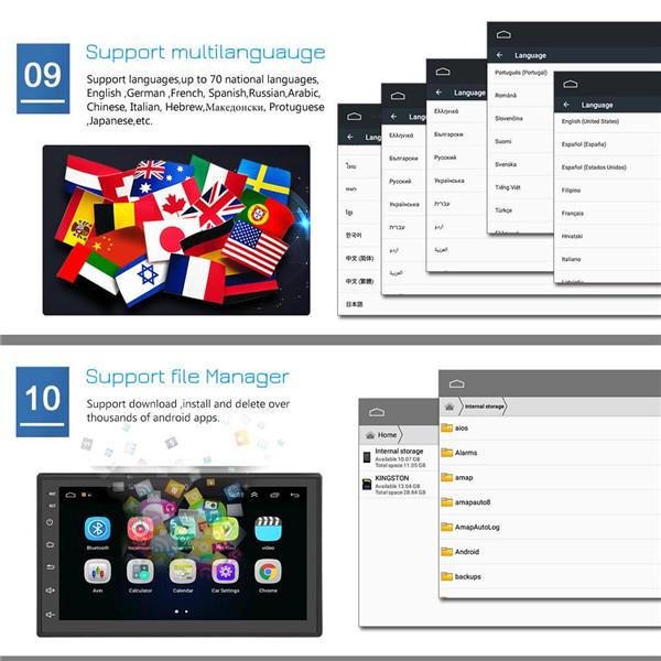 Car Multimedia Player Andriod GPS Navigation 2DIN HD Autoradio WiFi USB FM 2 Din 7" Car Audio Radio Stereo Backup Monitor